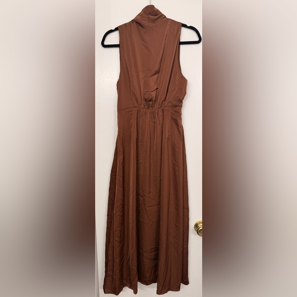 NWT DISSH Harley Chocolate Brown Satin Midi Dress Size AU 10/ US 6 - Picture 2 of 7
